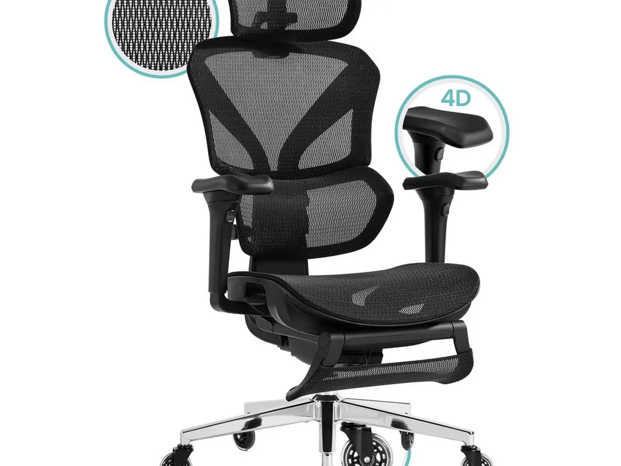 Billede 1 - Ergonomisk kontorstol med dobbelt ryglæn - Ink Black