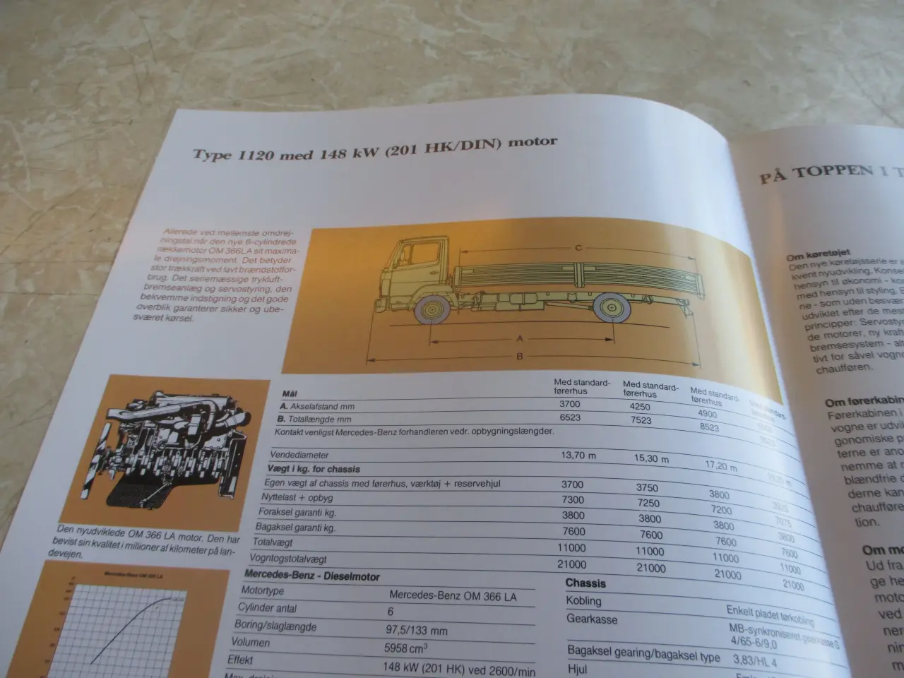 Billede 3 - Tekniske  Data  Mercedes  1120  
