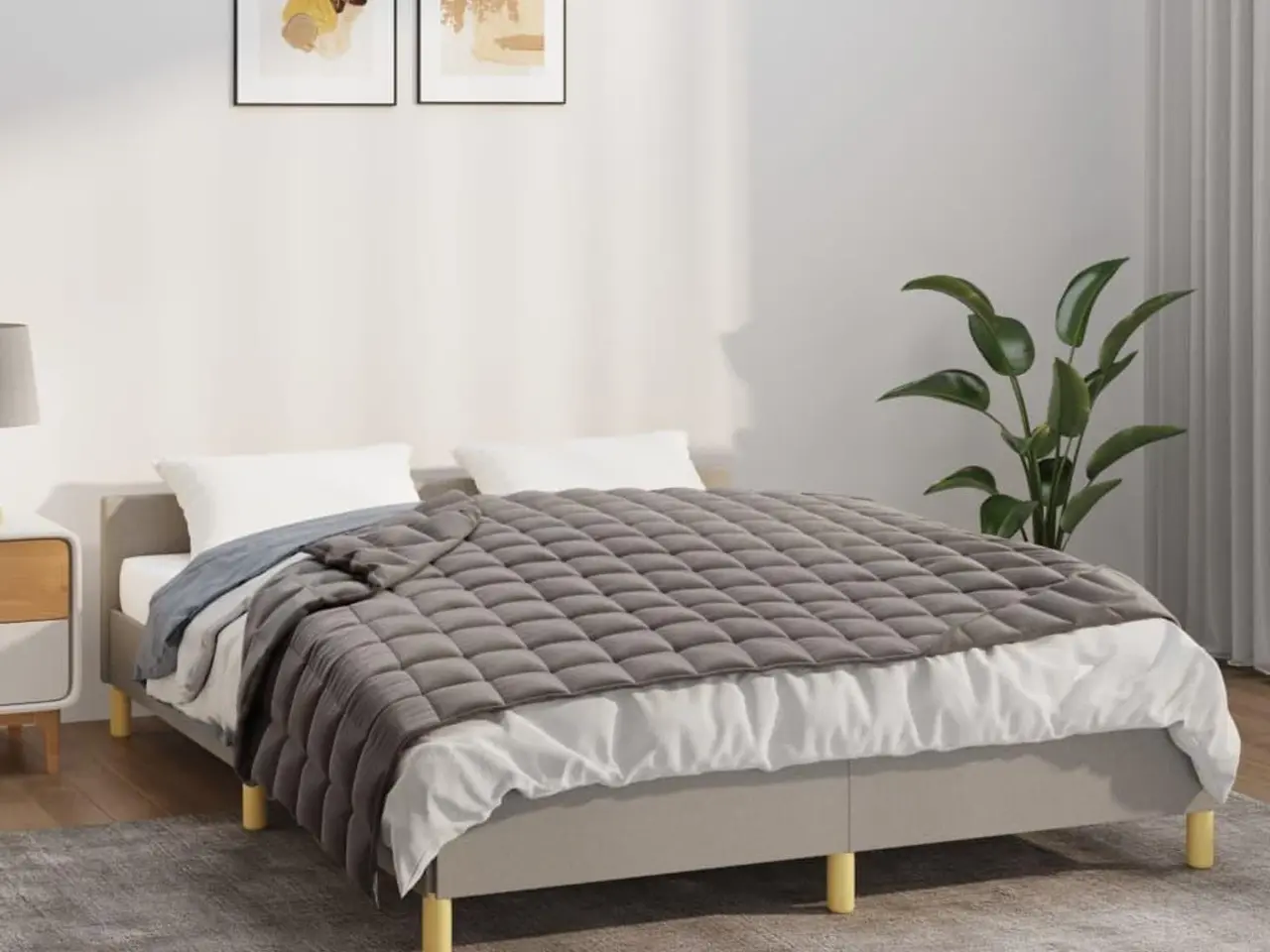 Billede 1 - Tyngdetæppe 152 × 203 cm - 7 kg, grå stof