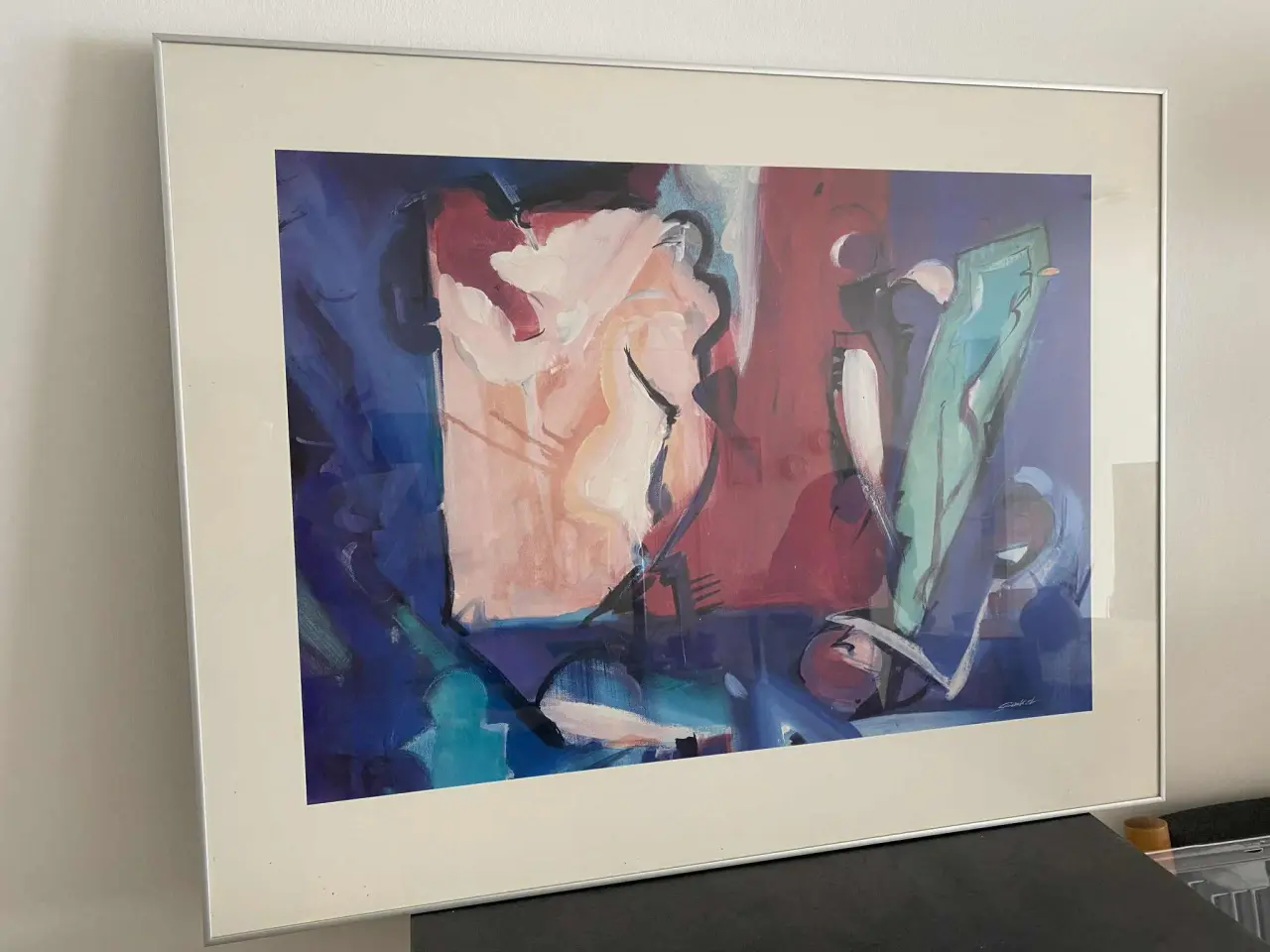 Billede 1 - Abstrakt Kunsttryk i smal ramme