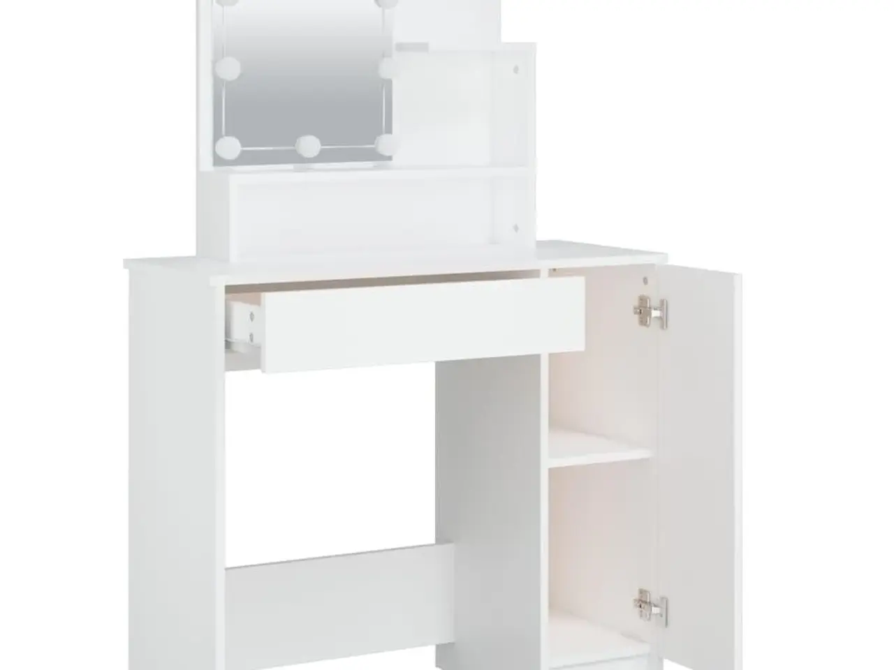 Billede 4 - Makeupbord med LED-lys 86,5x35x136 cm hvid