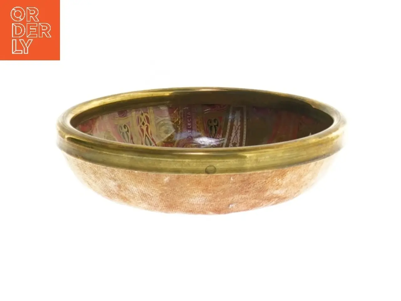 Billede 1 - Antik skål med cigarmærker og messingkant (str. Ø 11,5 cm)