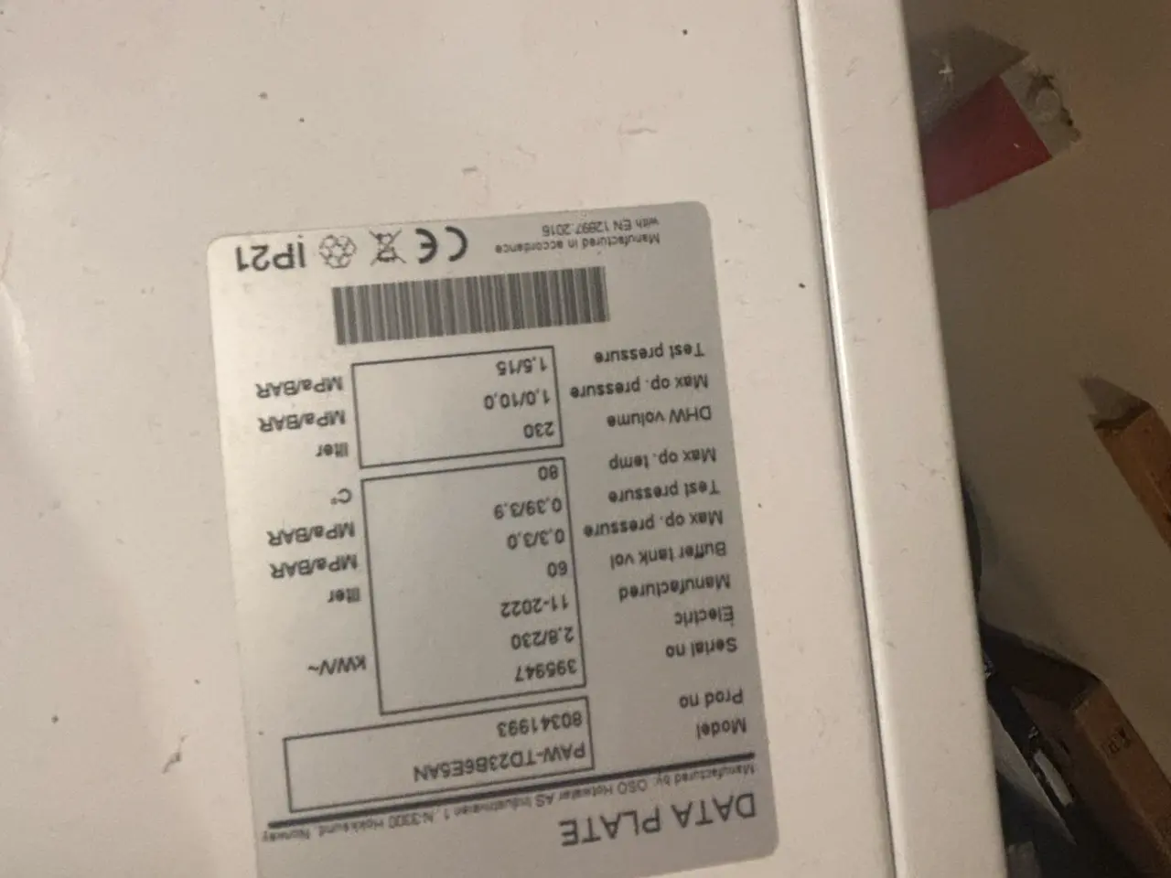 Billede 2 - Panasonic varmepumpe m. varmtvandsbeholder