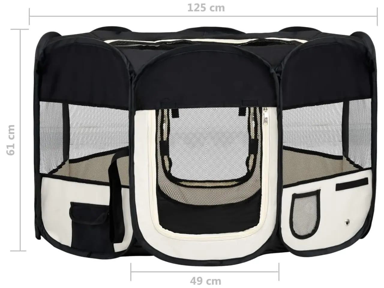 Billede 12 - Foldbar hundegård med bæretaske 125 × 125 × 61 cm - sort/creme