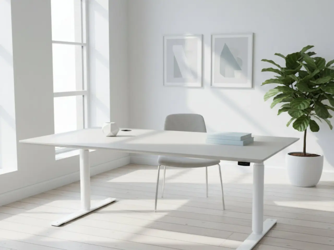 Billede 2 - Linak Hæve/sænkebord – Grå med Hvidt Stel 160x90 cm