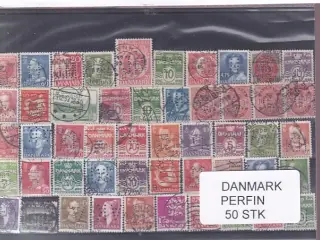 Danmark Perfiner 50 stk. Stemplet/Ustemplet