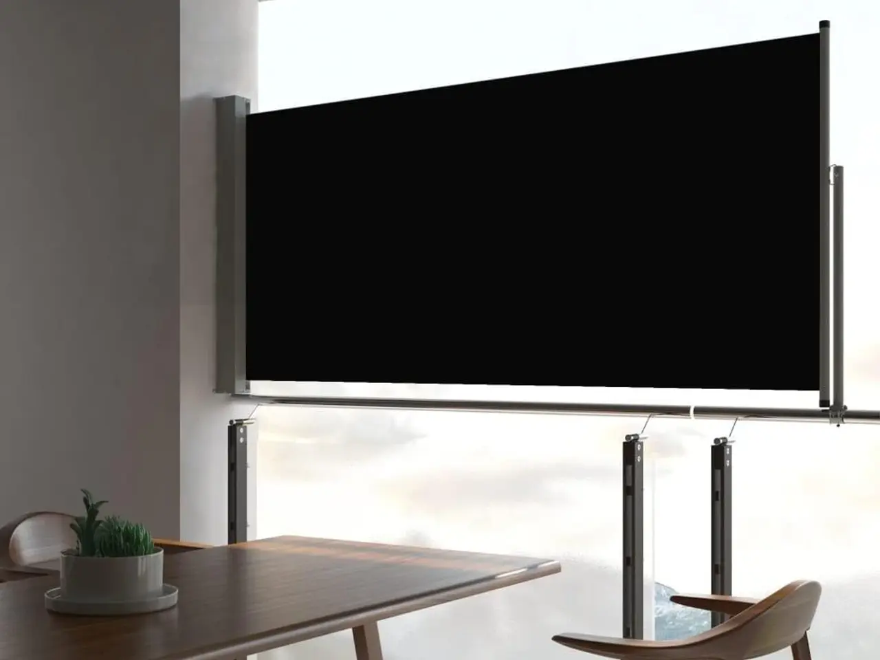 Billede 1 - Sammenrullelig sidemarkise 60 × 300 cm - sort