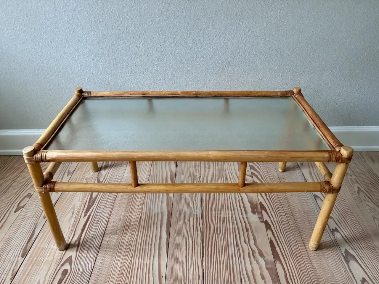 Billede 1 - Flot vintage bambus sofabord med råglasplade