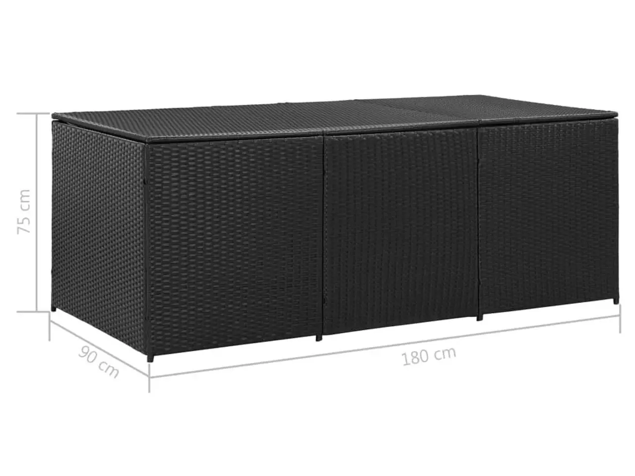 Billede 8 - Opbevaringskasse til haven 180 × 90 × 70 cm - polyrattan, sort