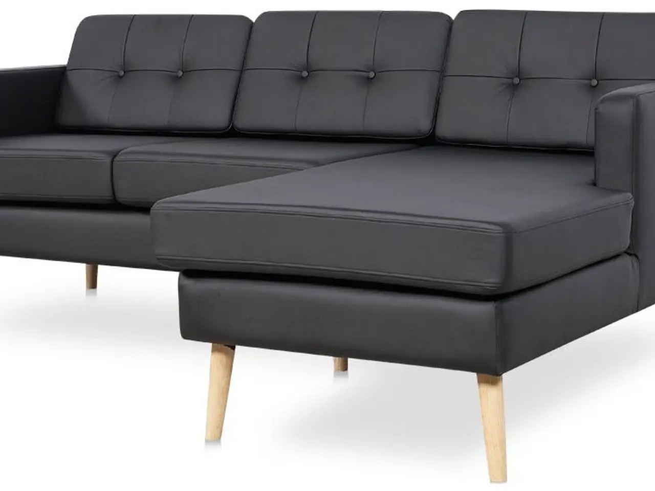 Billede 2 - Novelty chaiselongsofa højrevendt - sort tekstillæder