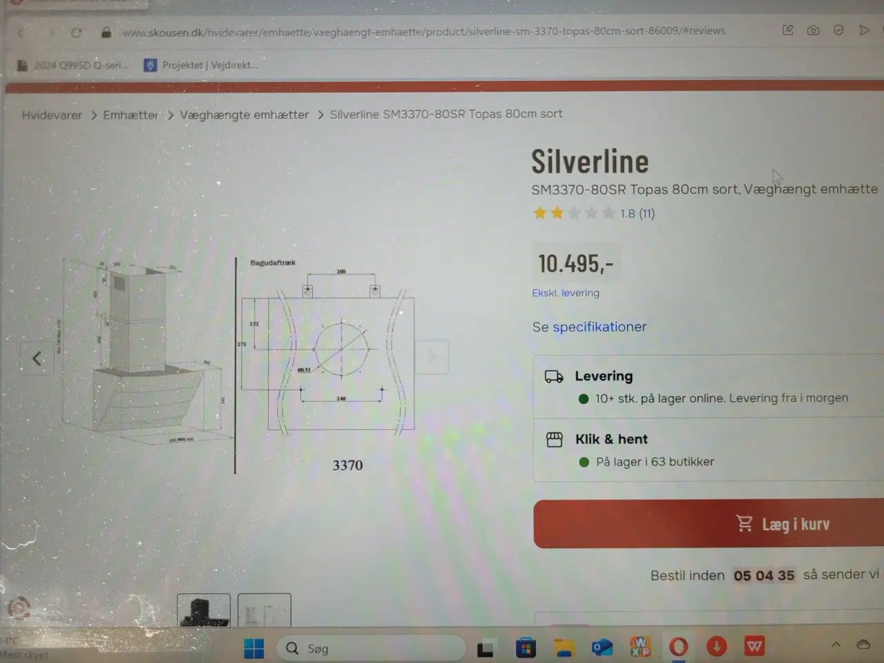 Billede 3 - Emhætte 80cm hvid Silverline 