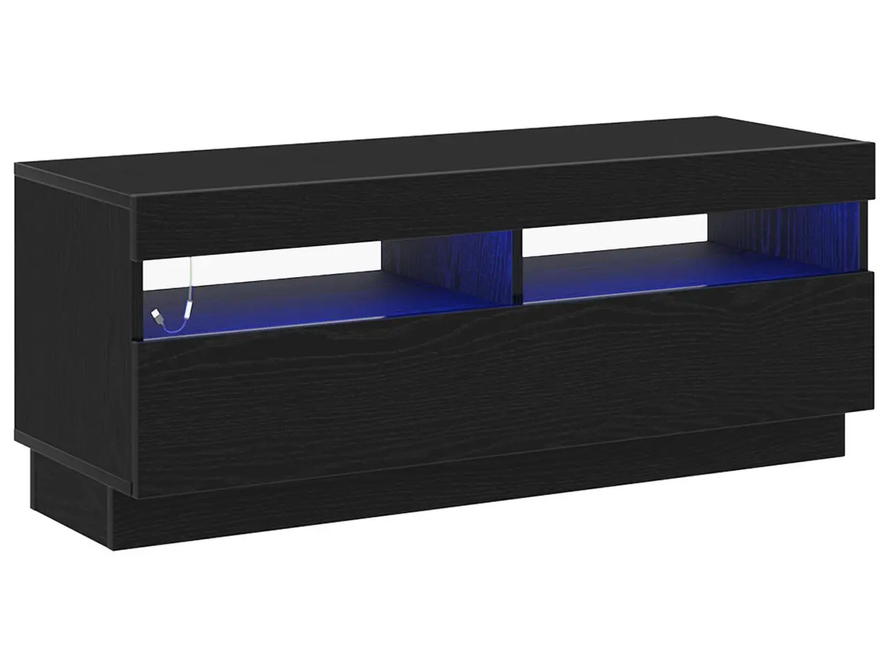 Billede 5 - TV-bord i sort eg 100 × 35 × 40 cm - konstrueret træ med LED