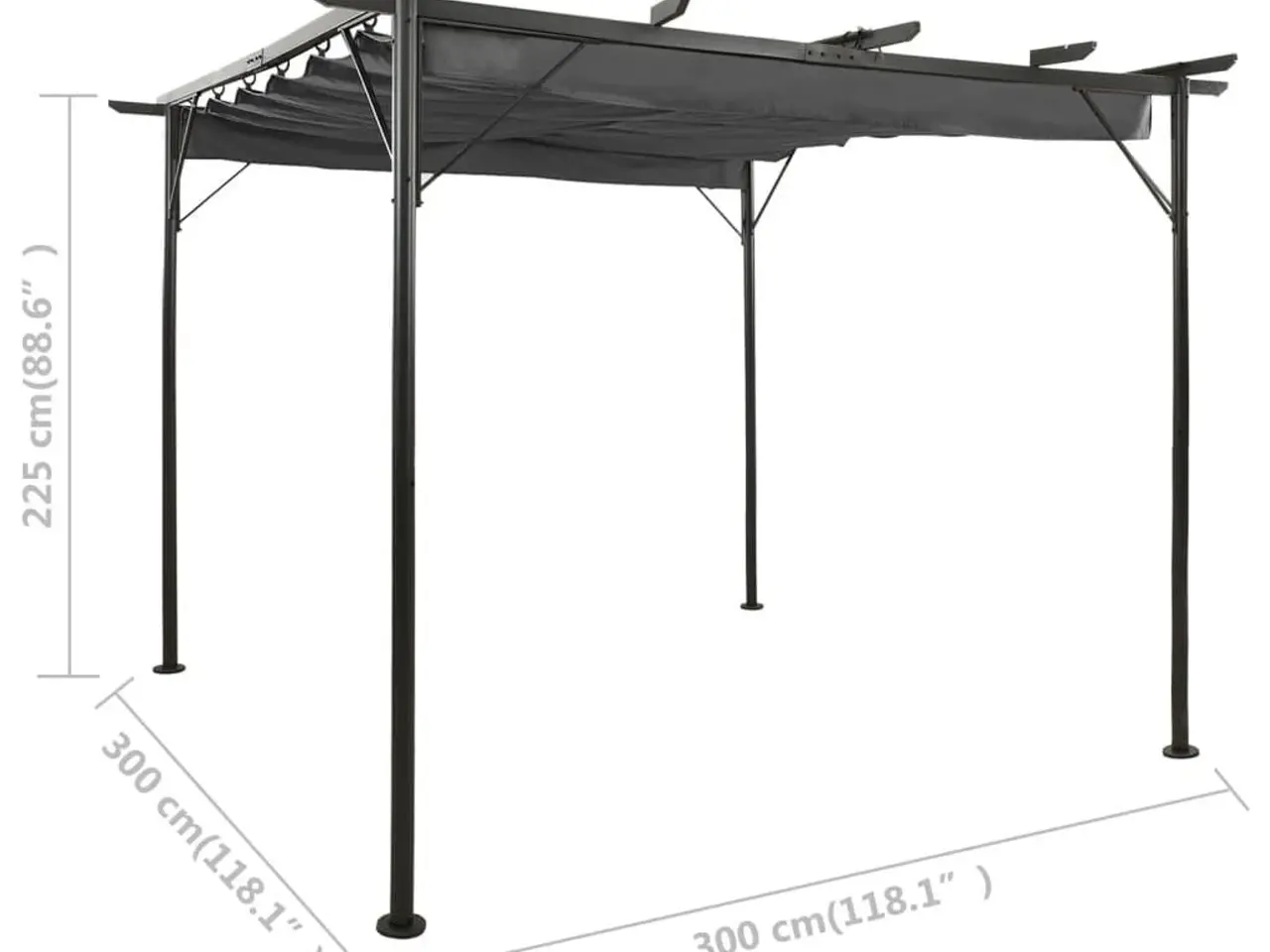 Billede 6 - Pergola med sammenrulleligt tag 3 x 3 m - antracitgrå