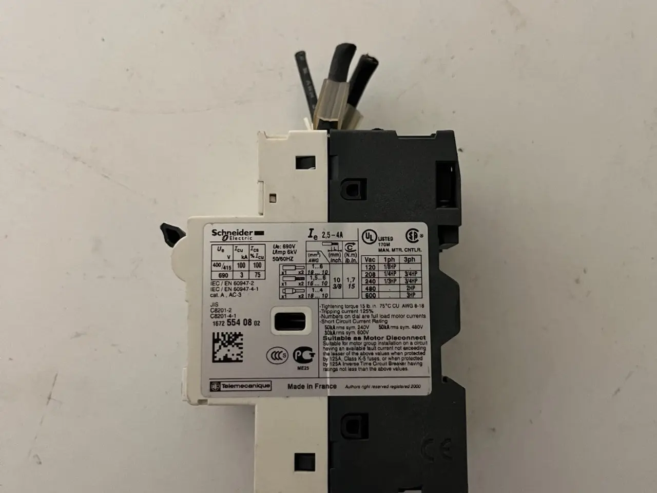 Billede 5 - Schneider Telemecanique GV2-RT08 2.5–4A Motor