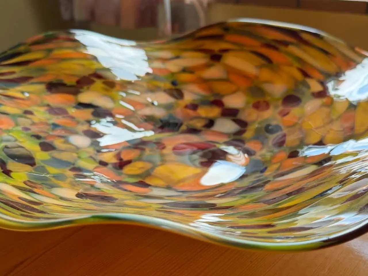 Billede 5 - Unikt & kæmpe glaskunst fad – Konfetti/Mosaikglas