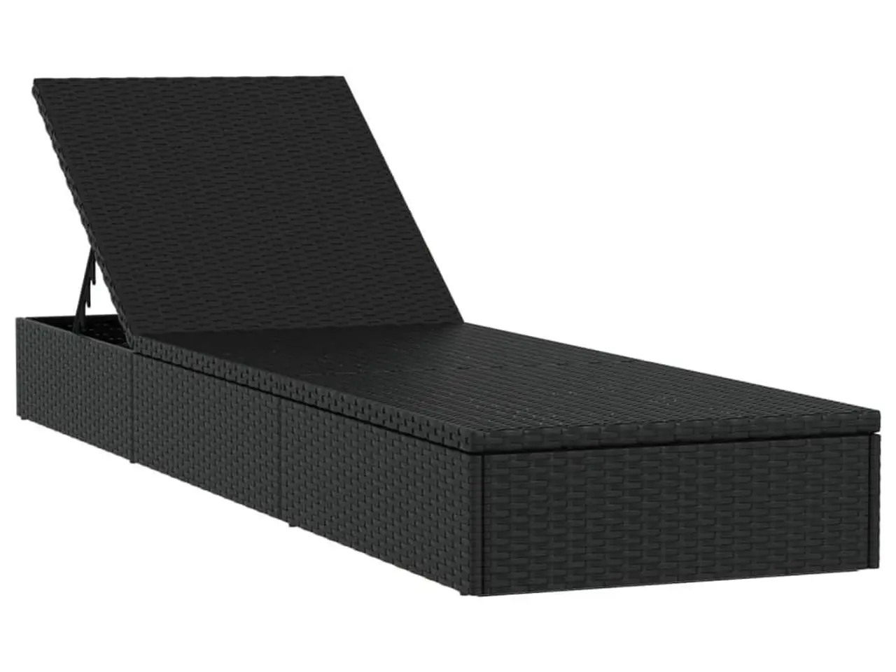 Billede 3 - Liggestol med hynde 201 x 55 x 62 cm i polyrattan sort