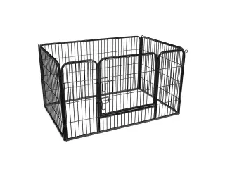Hvalpe løbegård i metal - sort, 122 × 80 × 70 cm (PPK04BK)