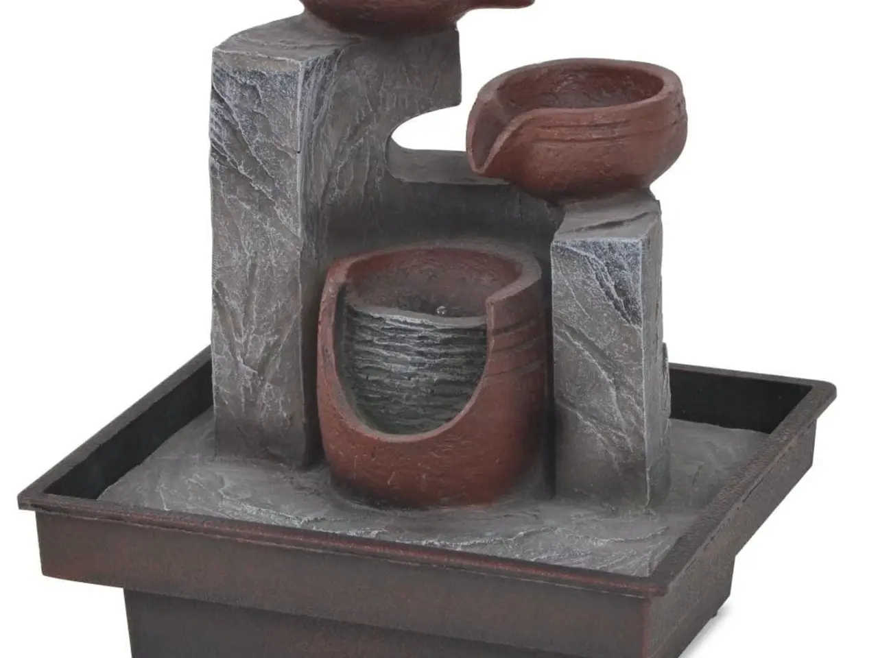 Billede 4 - Indendørs fontæne med LED-lys i polyresin - grå/brun, 20 × 18 × 22 cm