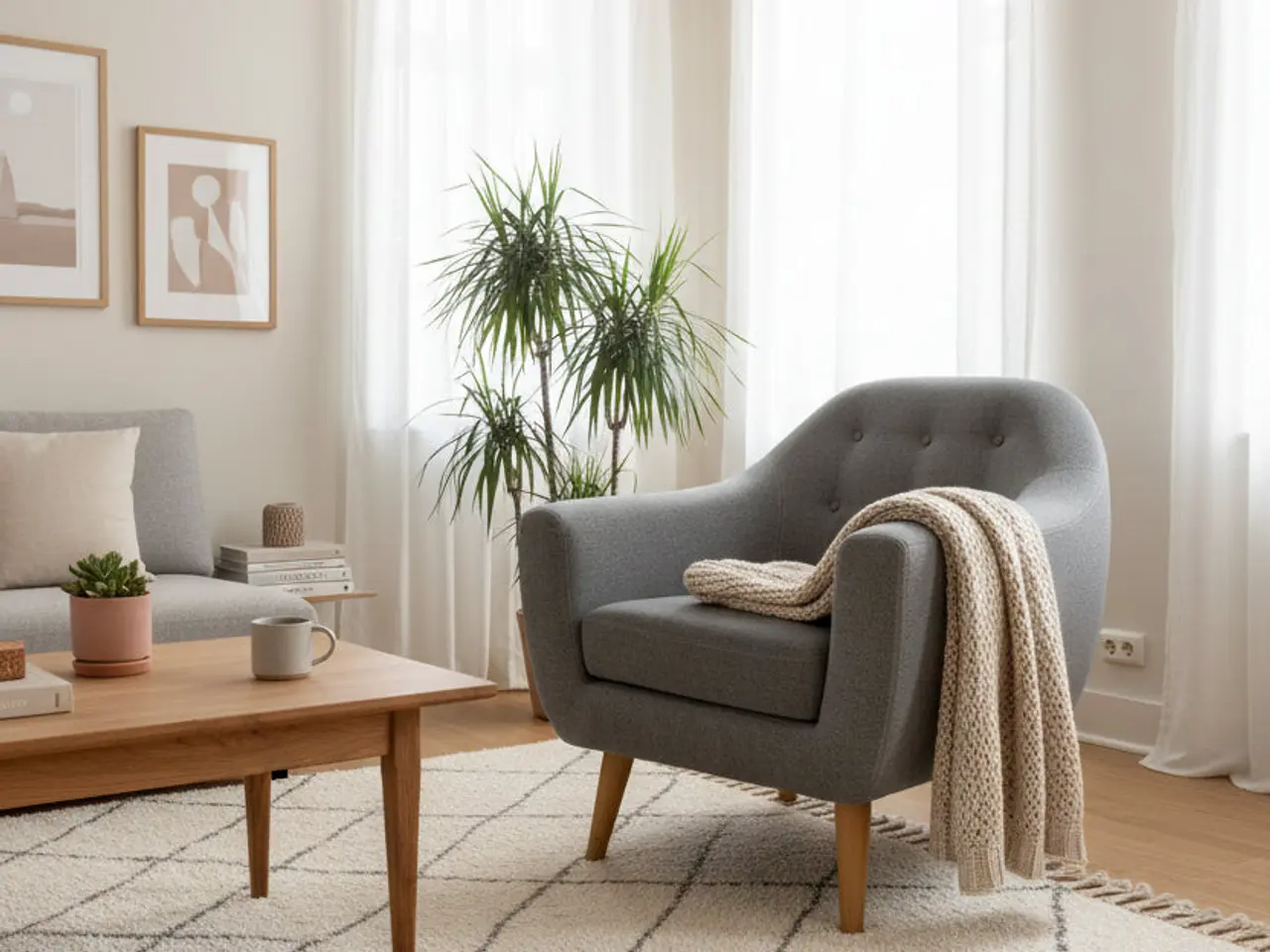 Billede 2 - SofaCompany Loungestol – Grå/Natur Stel