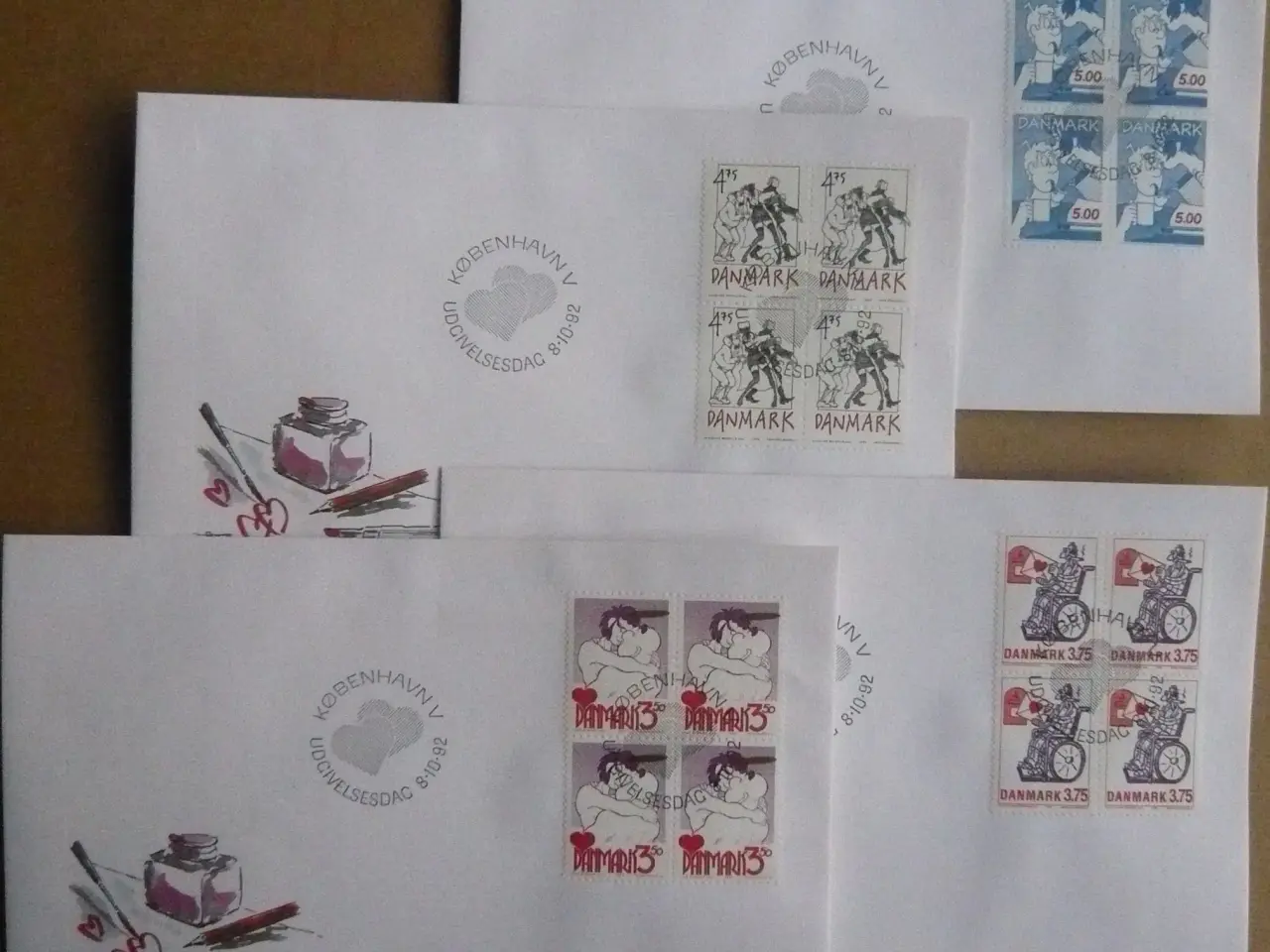 Billede 1 - FDC: 4-blok AFA 1028-1031: Om kærlighed