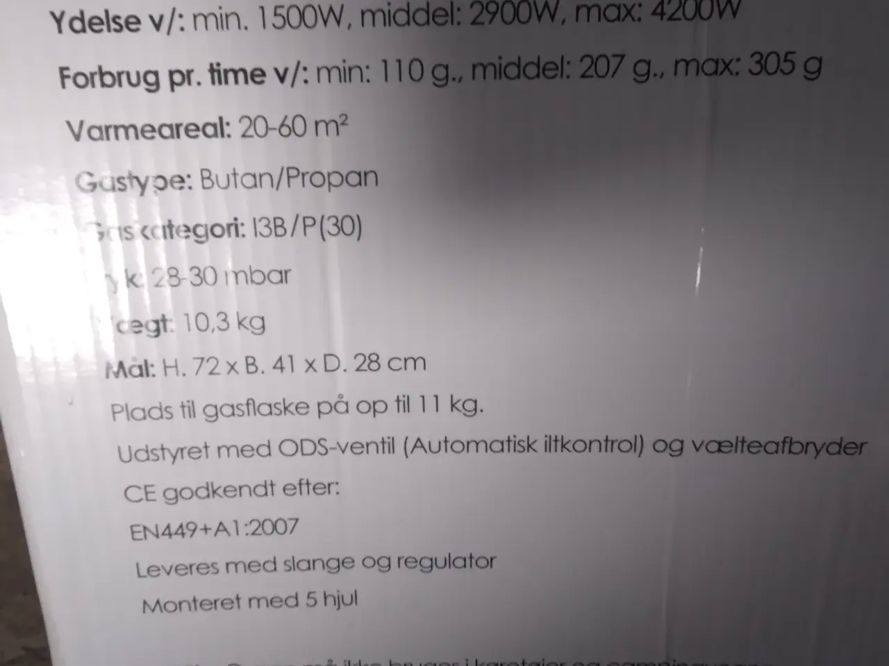 Billede 5 - Gasvarmeovn med fyldt gasflaske