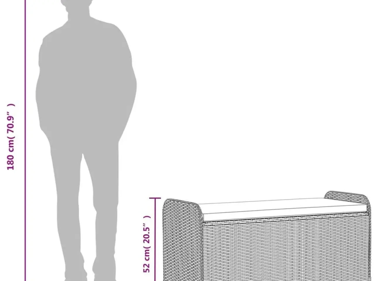 Billede 10 - Opbevaringsbænk med hynde 115×51×52 cm - polyrattan, sort