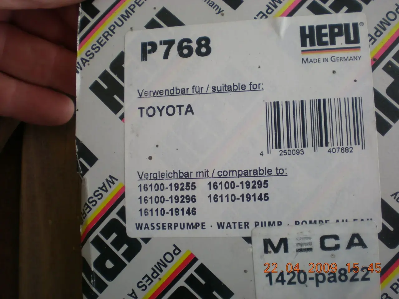 Billede 2 - Toyota carina E Vandpumpe