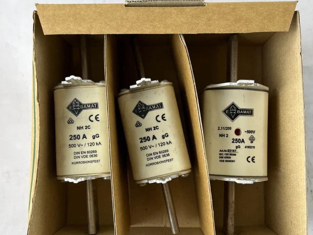 Billede 2 - BAMAT NH2C 250A 500V gG NH-sikringer DIN EN60269 3