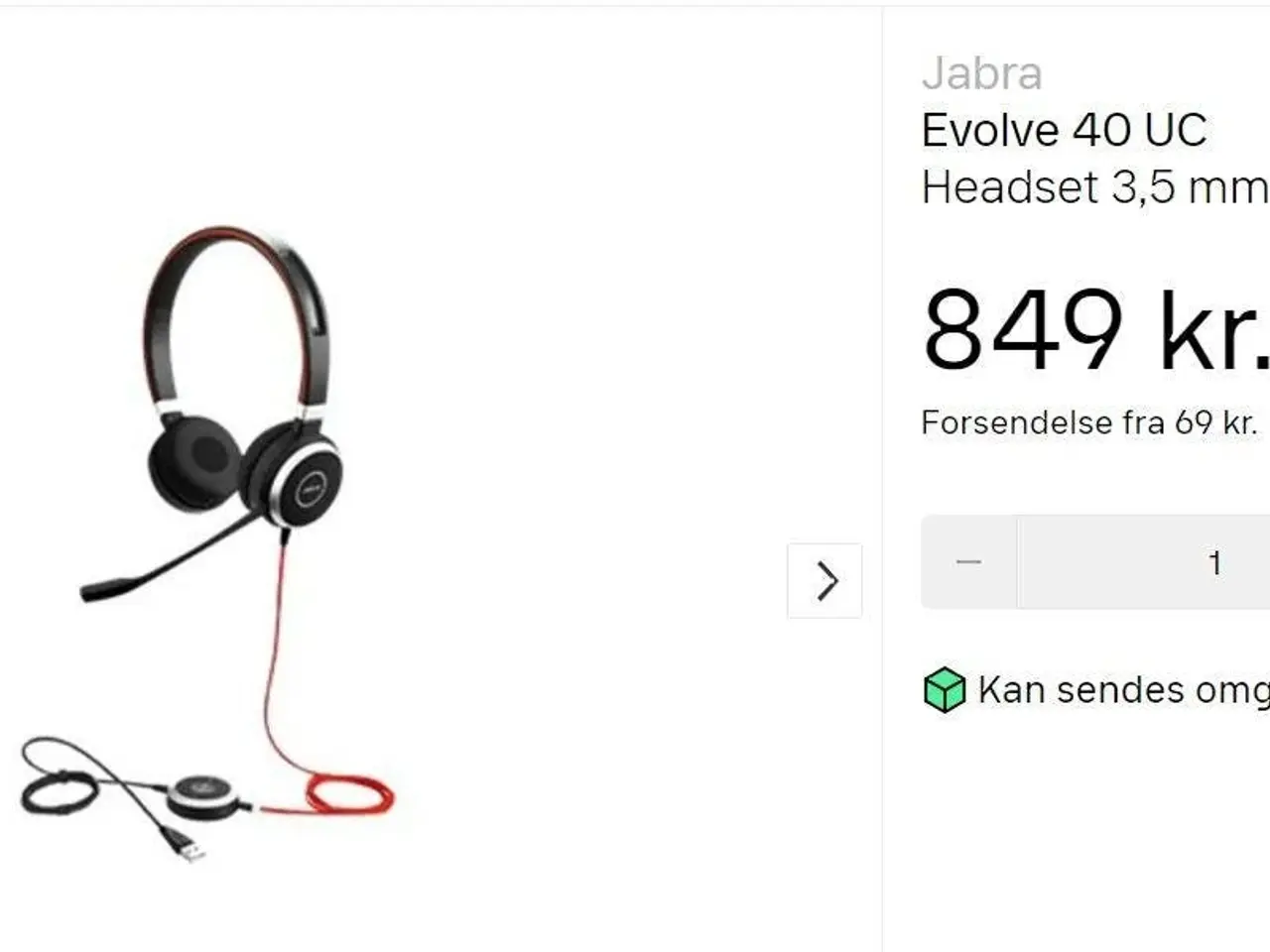 Billede 1 - Jabra Evolve 40 UC stereo headset (3,5 mm jack)