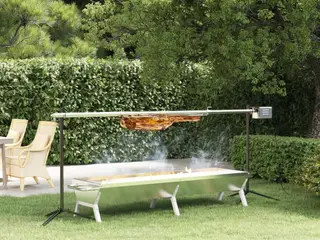 Grillbakke 158x42x31 cm rustfrit stål sølvfarvet