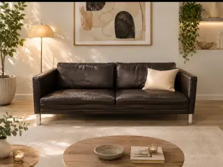 Mogens Hansen MH276 3 Pers.Sofa med sort læder.