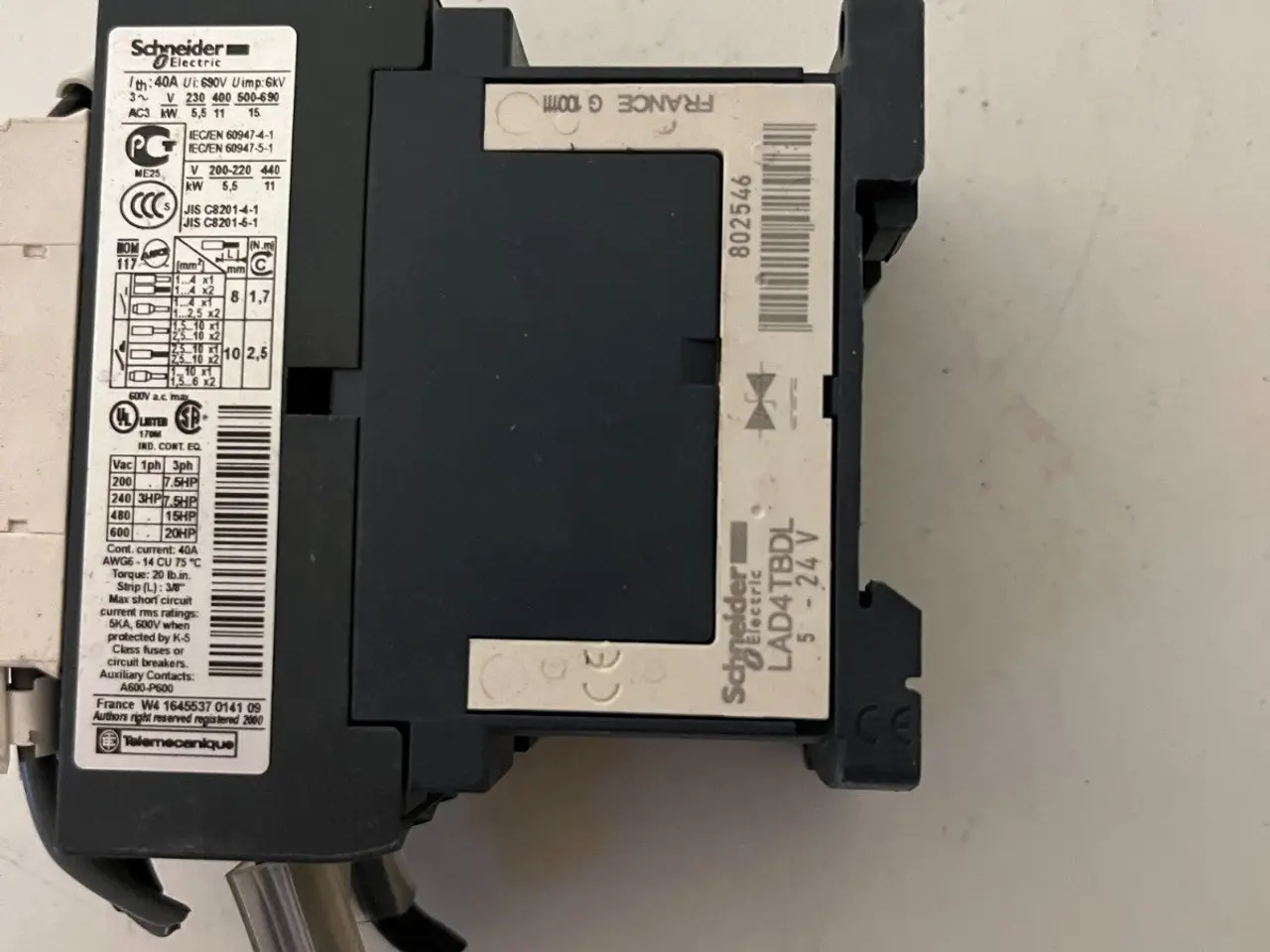 Billede 2 - Schneider Electric LC1D25BD kontaktor 25A 24V DC D