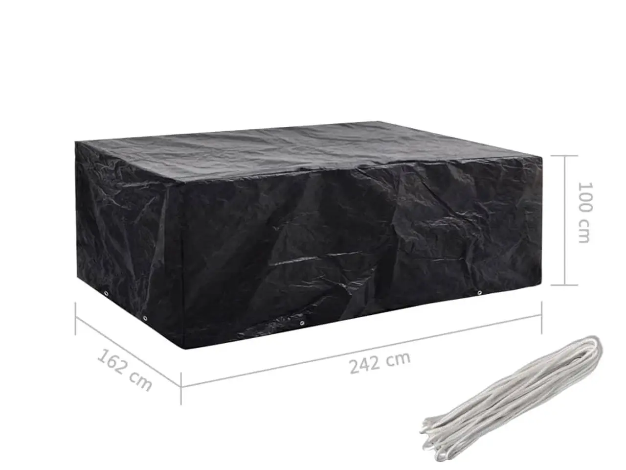 Billede 7 - Havemøbelovertræk med 8 snørehuller - 242×162×100 cm, sort