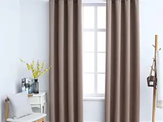 Mørklægningsgardiner 2 stk. med metalringe 140 × 225 cm - gråbrun