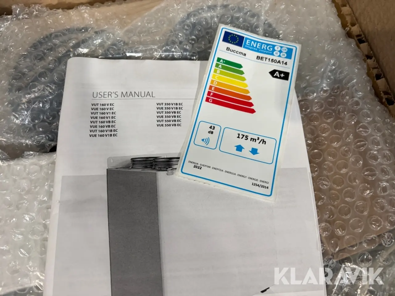 Billede 7 - Ventilationsanlæg Buccma VUT 160 V EC - 4 styk