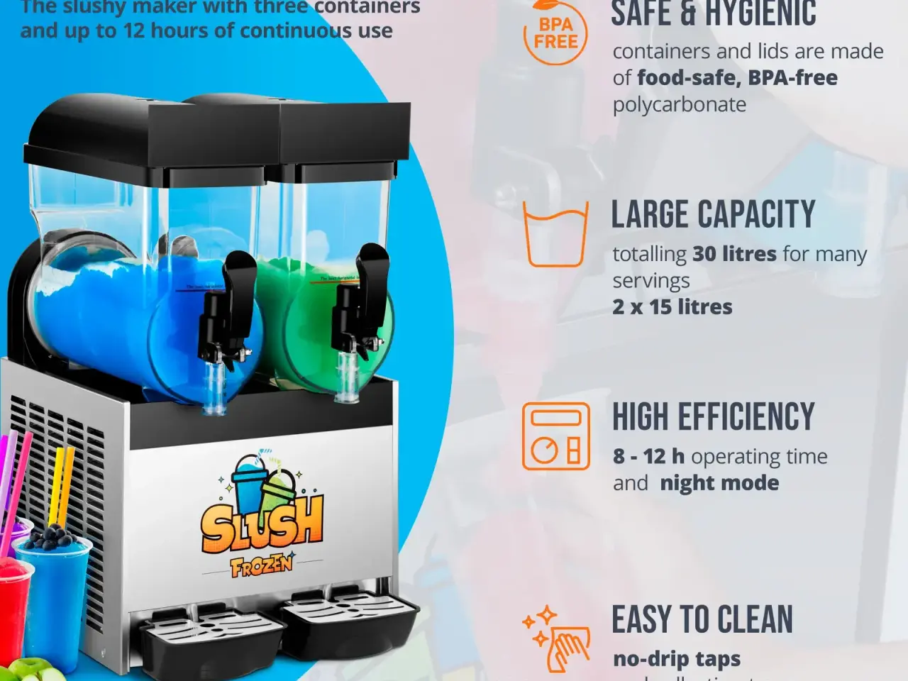 Billede 3 -  Slush ice-maskine – 2 x 15 liter – LED