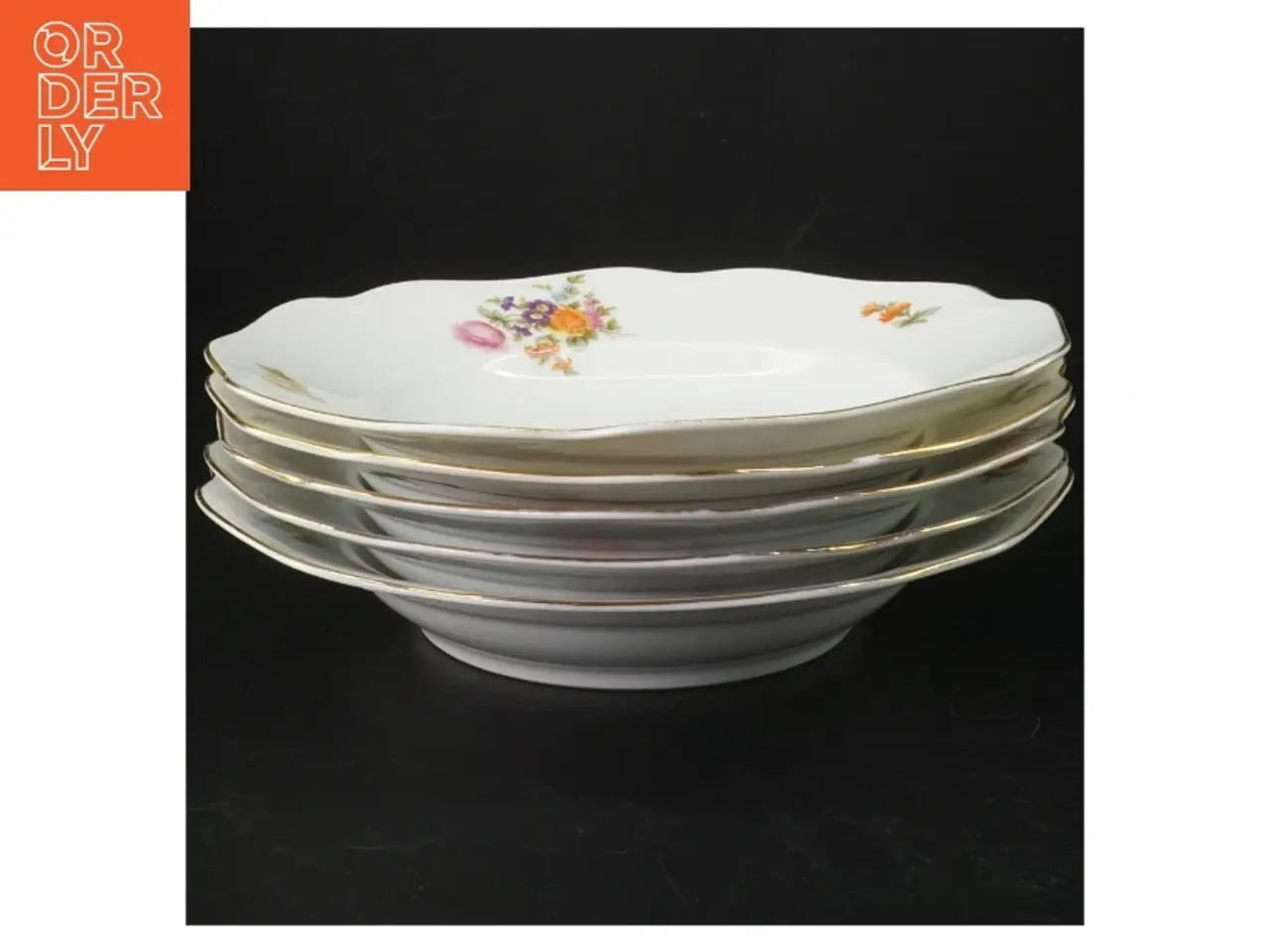 Billede 1 - Porcelænsmiddagstallerkener med blomstermotiver (str. 25 cm)