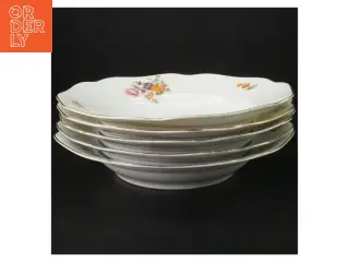 Porcelænsmiddagstallerkener med blomstermotiver (str. 25 cm)
