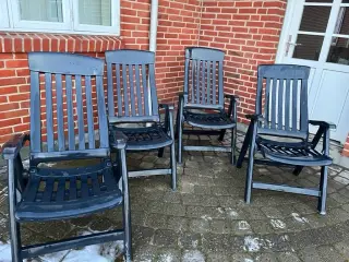 4 blå havestole