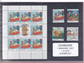 Danmark - Miniark 1307 + enkeltmærker - Stemplet