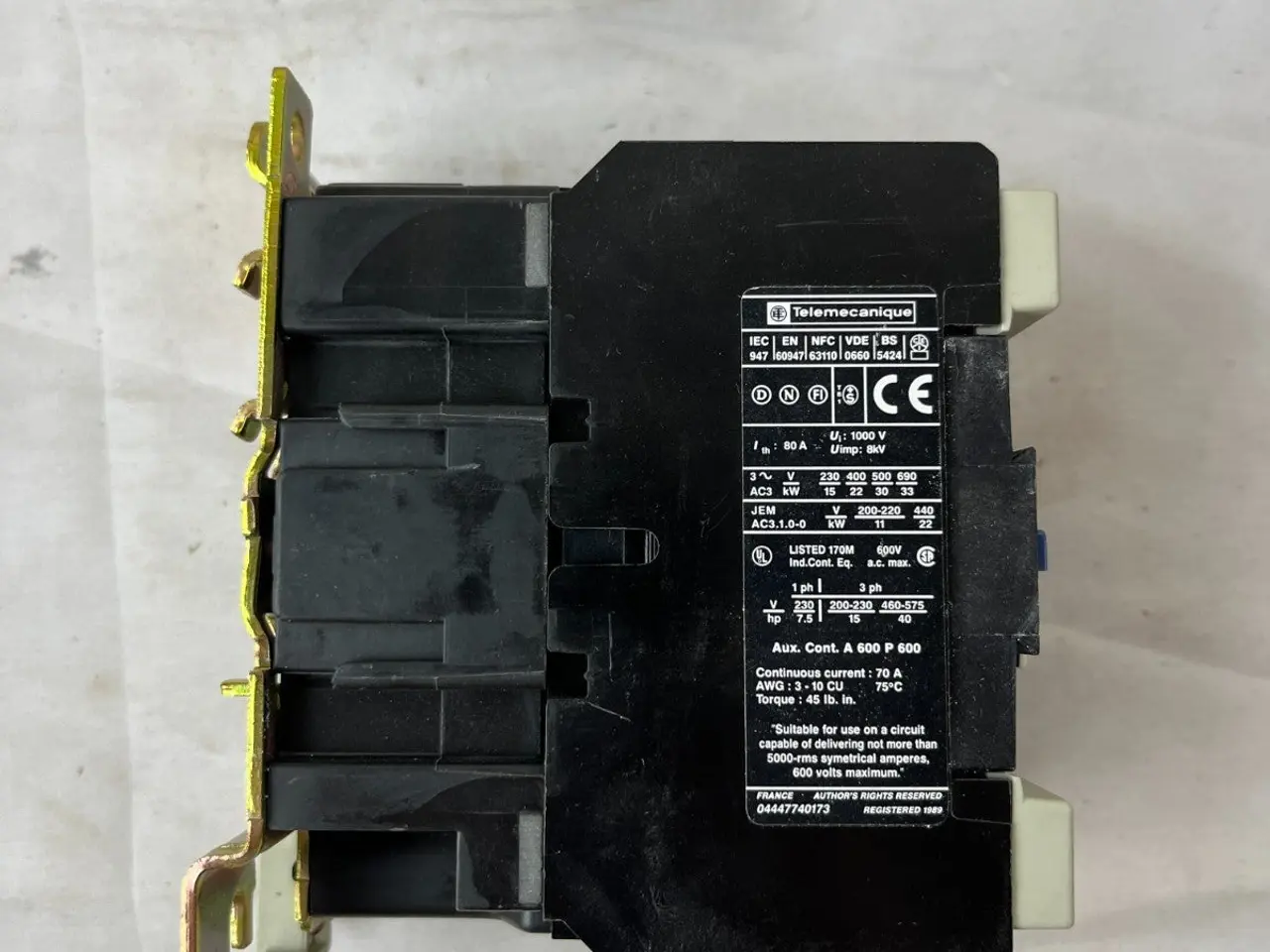 Billede 6 - Telemecanique LC1D5011 kontaktor 80A 3 Pole 1NO
