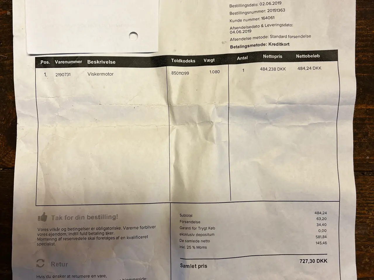 Billede 3 - Viskermotor til Opel
