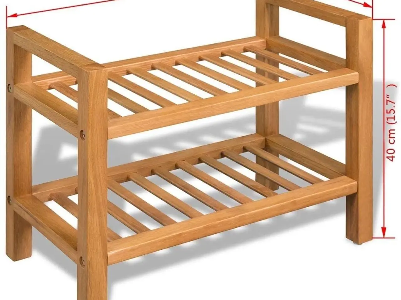 Billede 5 - Skostativ med 2 hylder 49,5x27x40 cm massivt egetræ