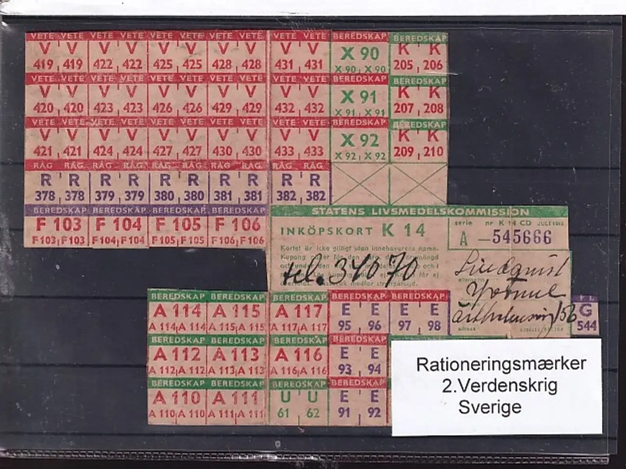 Billede 1 - Rationeringsmærker - 2. Verdenskrig - Sverige