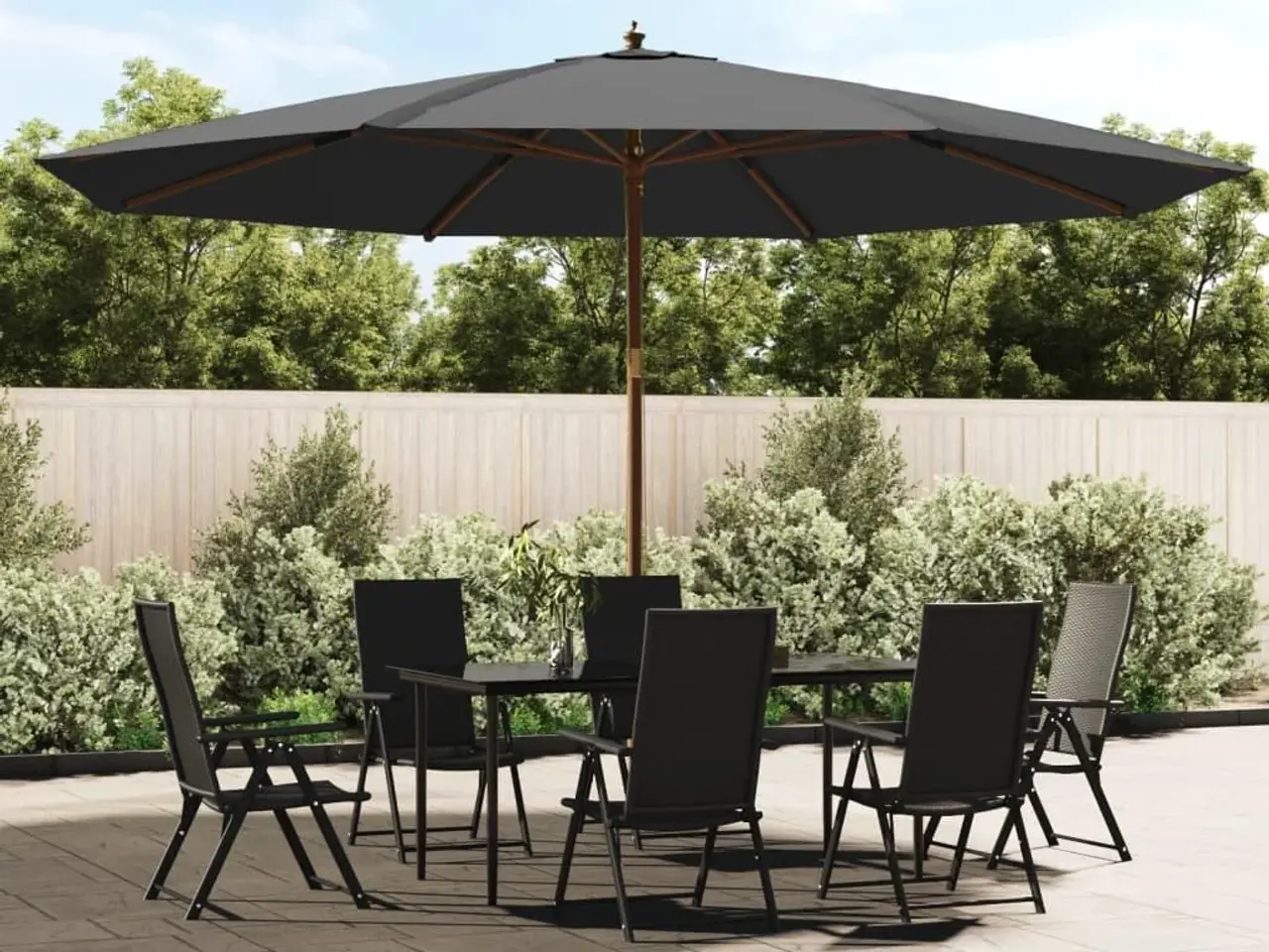 Billede 1 - Haveparasol med træstang 400 × 273 cm - antracitgrå