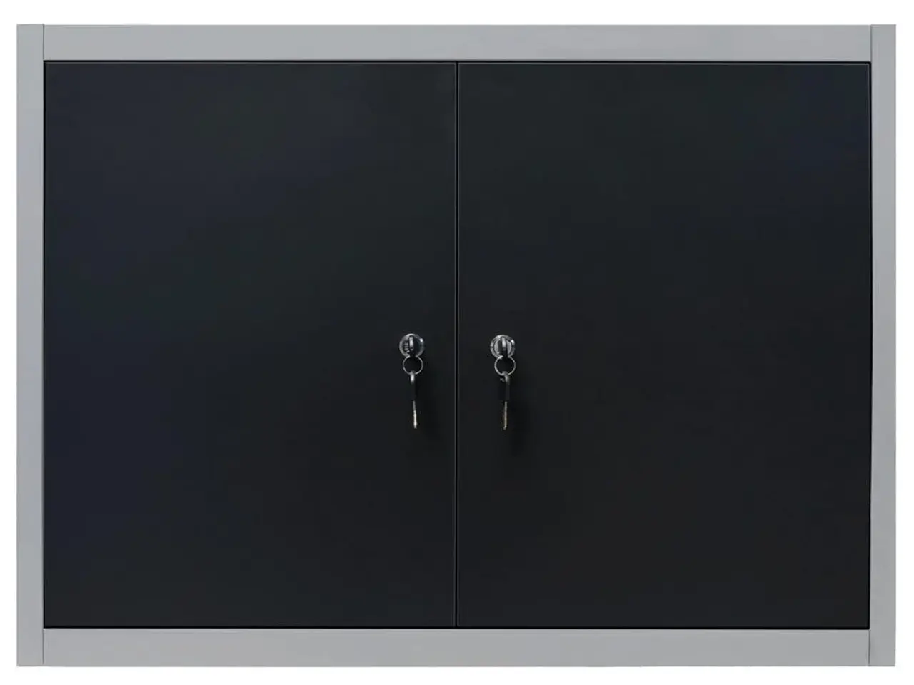 Billede 3 - Vægmonteret værktøjsskab i metal - grå og sort, 80 x 19 x 60 cm
