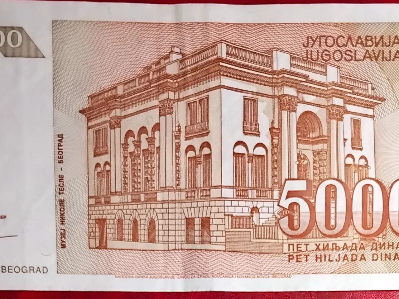 Billede 2 - JUGOSLAVIEN YUGOSLAVIA 5000 DINARA 1993 Tesla p128