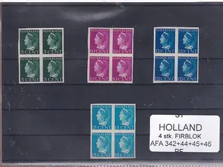 Holland Samling - 4 Firblokke - AFA 342 -44-45-46 Utakket - Postfrisk
