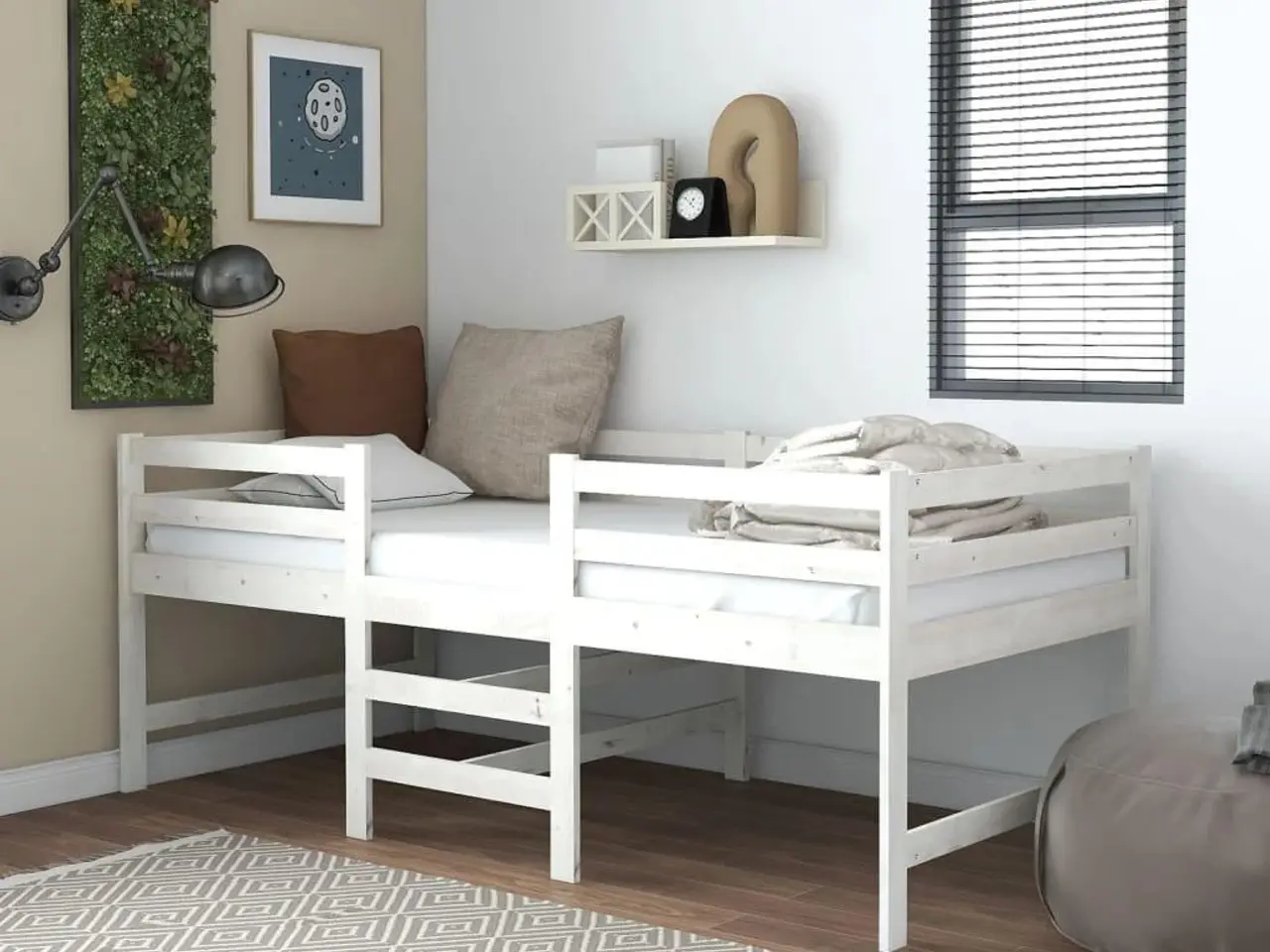 Billede 1 - Sengeramme uden madras 90x200 cm massivt fyrretræ hvid