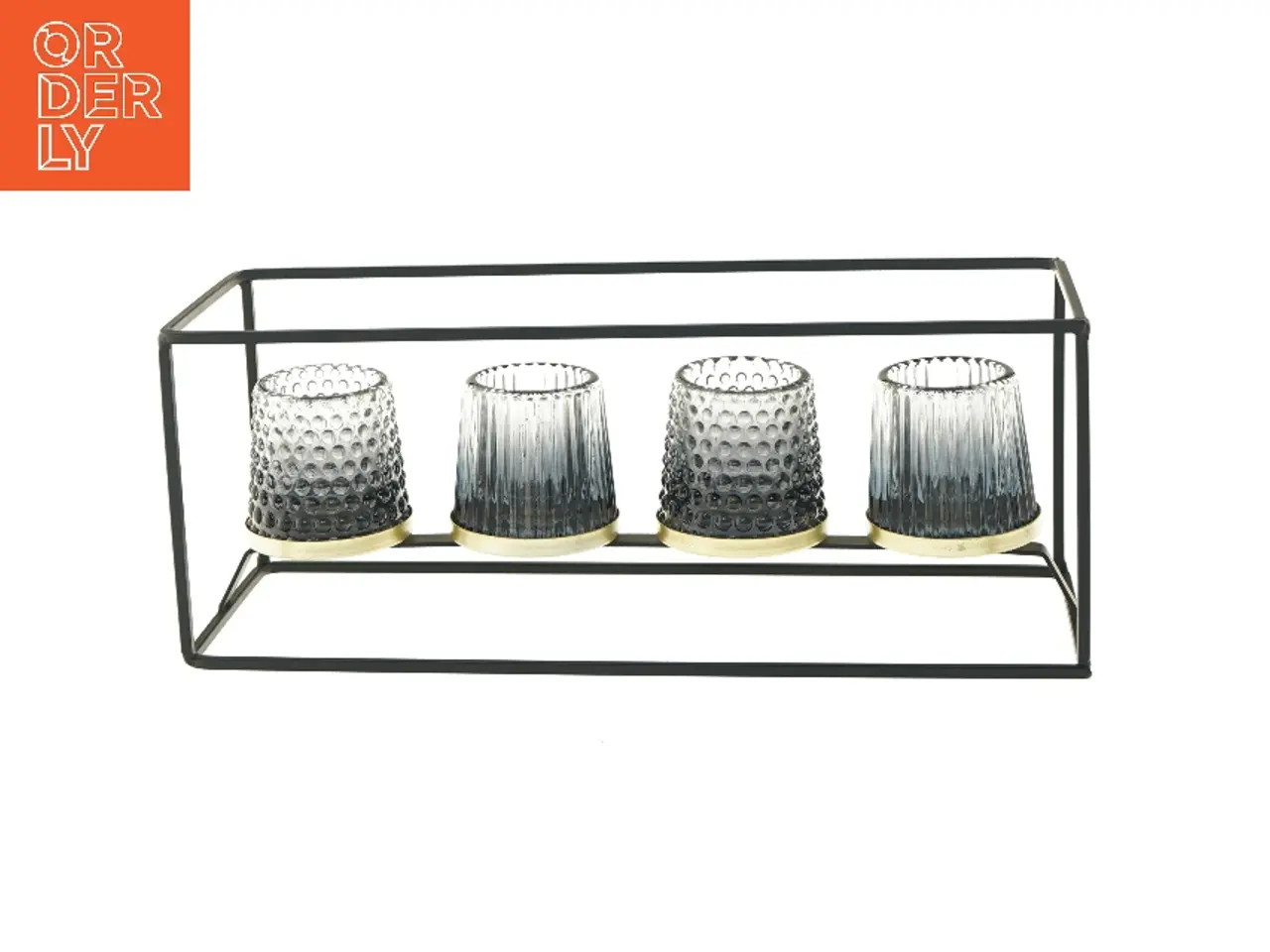 Billede 1 - Lysestage med fire glasbeholdere (str. 38x13x15 cm)
